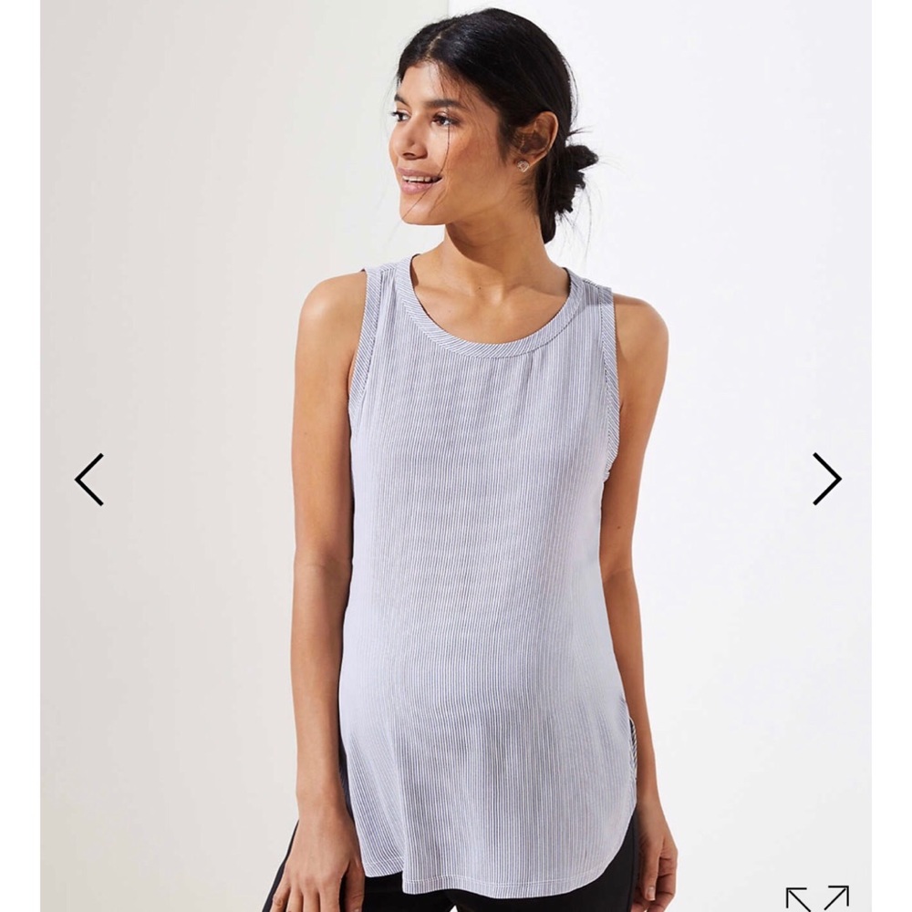 Maternity Striped Mixed Media Shirttail Tank